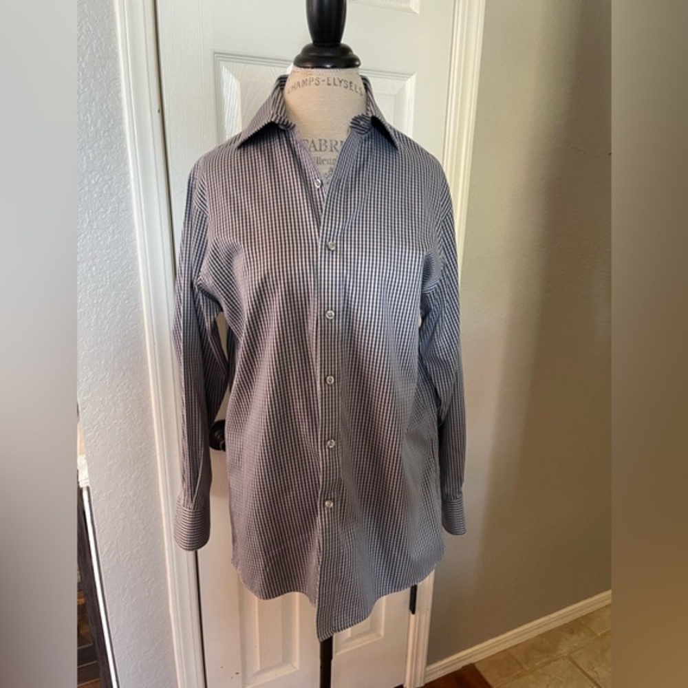 Michael Kors Men’s Non Iron Black Striped Button Down Shirt Size 16 32/33